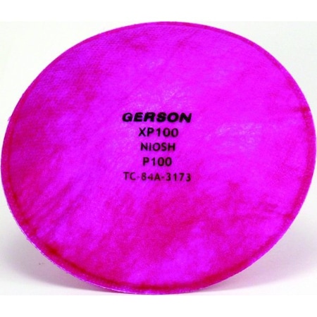 Gerson Respirator Particulate Filter Discs, P100, Pancake Style, Case of 50 Pairs, 100PK 08XP100